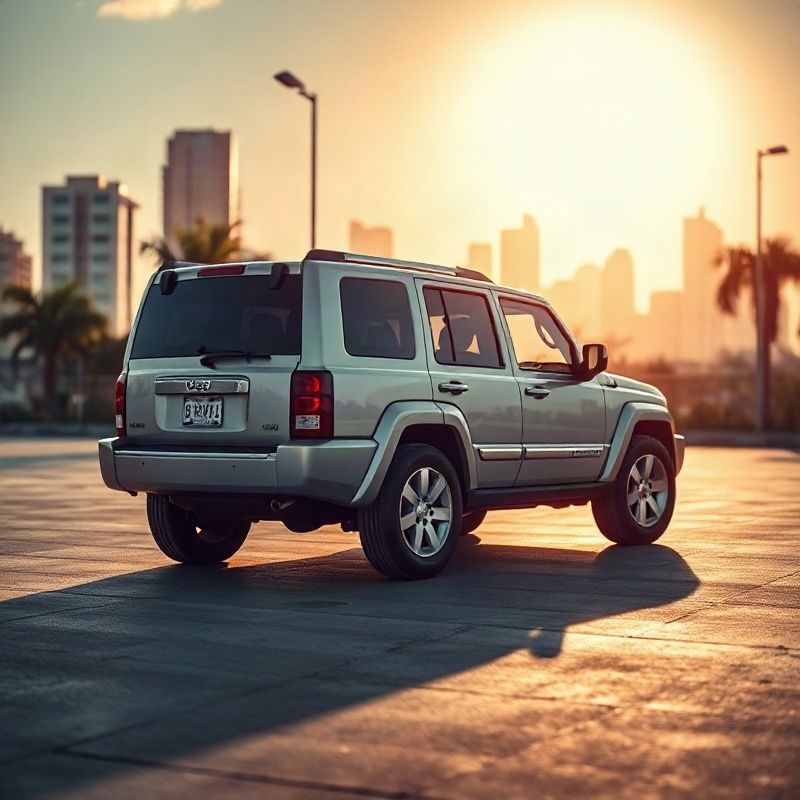 Jeep Commander premium com skyline de Belo Horizonte ao fundo